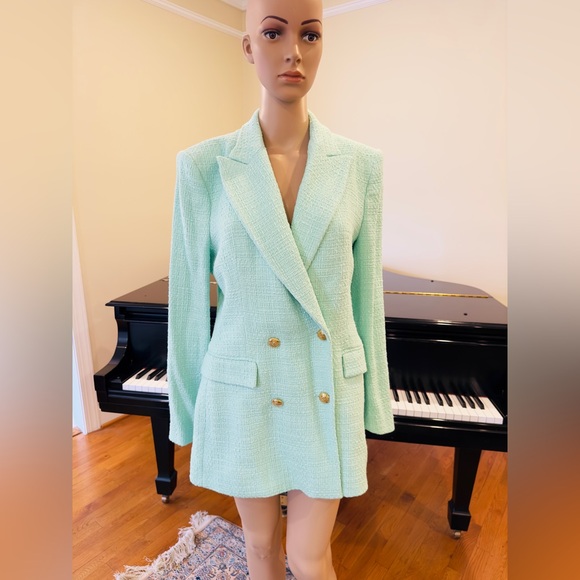 NWT Zara luxury classic RARE tweed textured tailored doubled breasted jacket - Picture 7 of 14